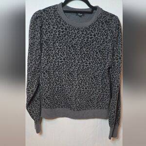 Rails Marcie Charcoal Mini Cheetah Animal Print Light Crewneck Sweatshirt Small